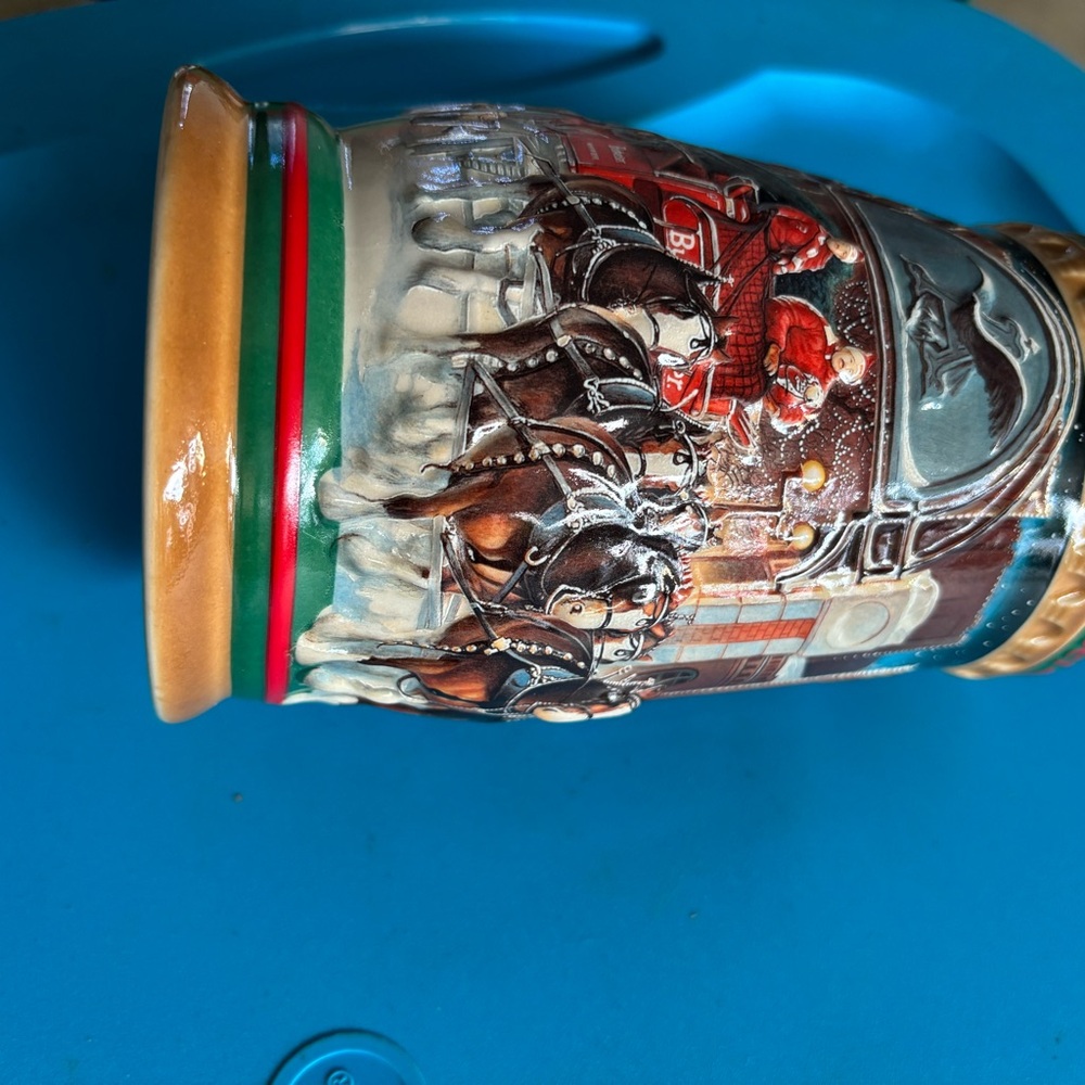 Colorful Ceramic Mug with Horse and Carriage Design